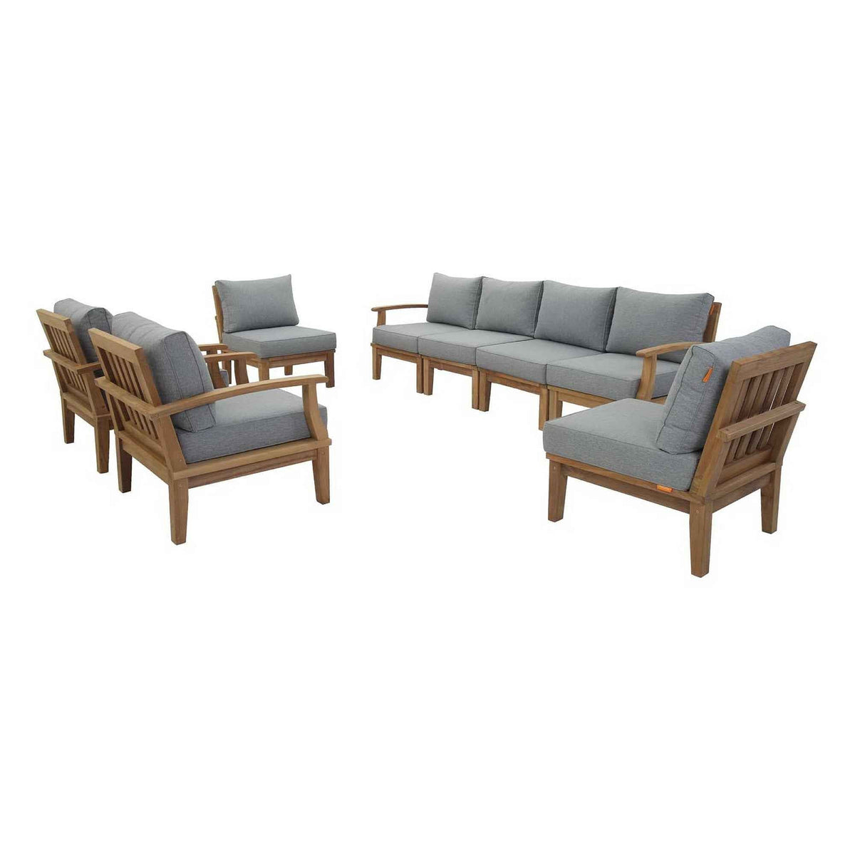 Patio Elegance Marina 9-Piece Teak Outdoor Lounge Set