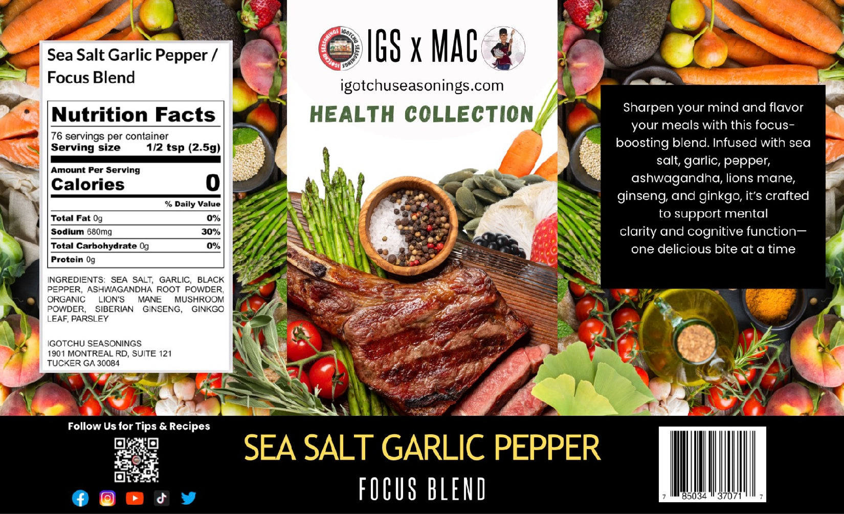 Health-Focused Seasoning Bundle with Heart, Digestive, Turmeric and Focus Blends