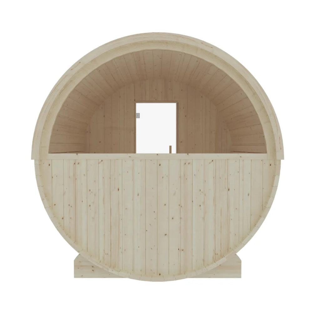 Helsinki 4-Person Barrel Sauna with Terrace and WiFi Heater