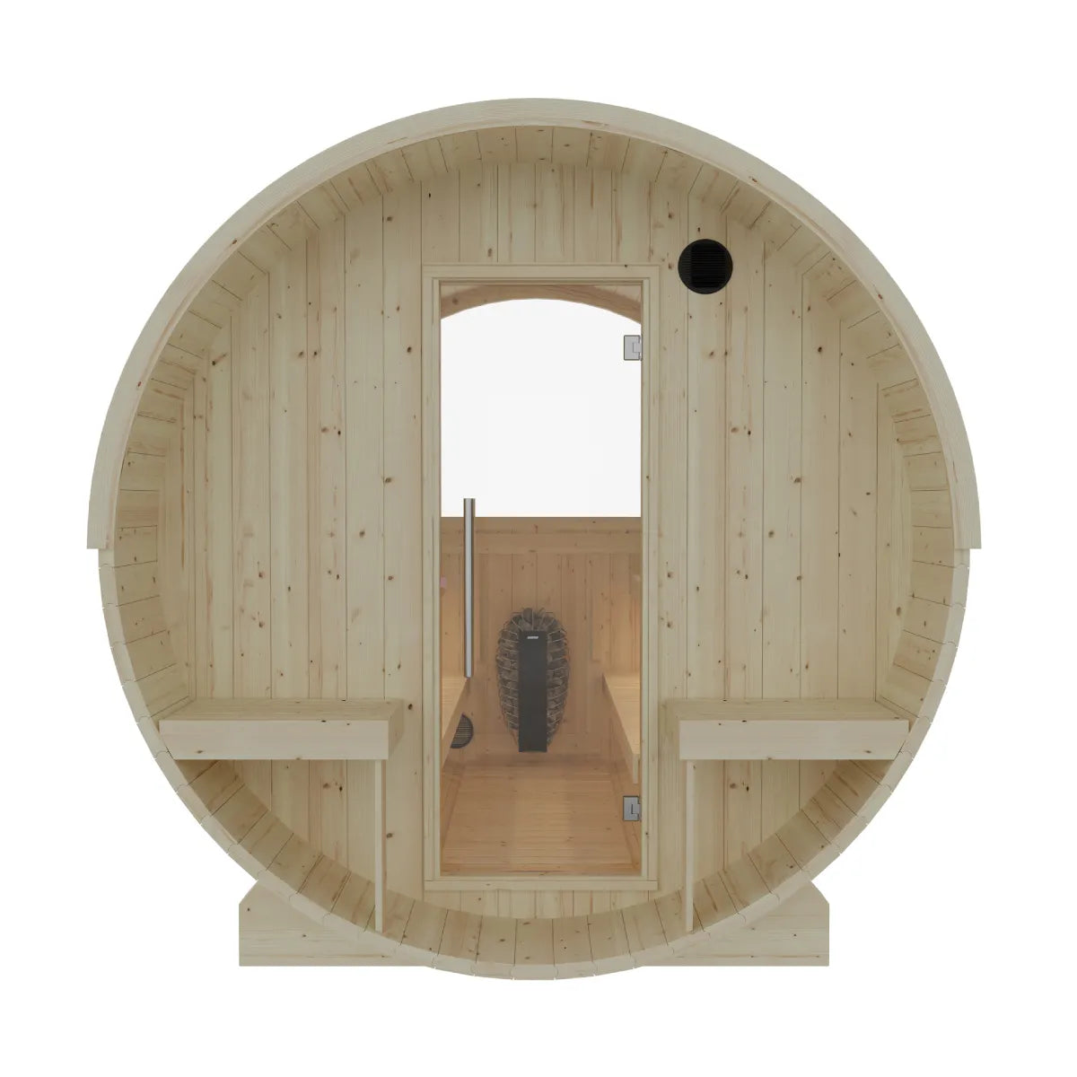 Helsinki 4-Person Barrel Sauna with Terrace and WiFi Heater