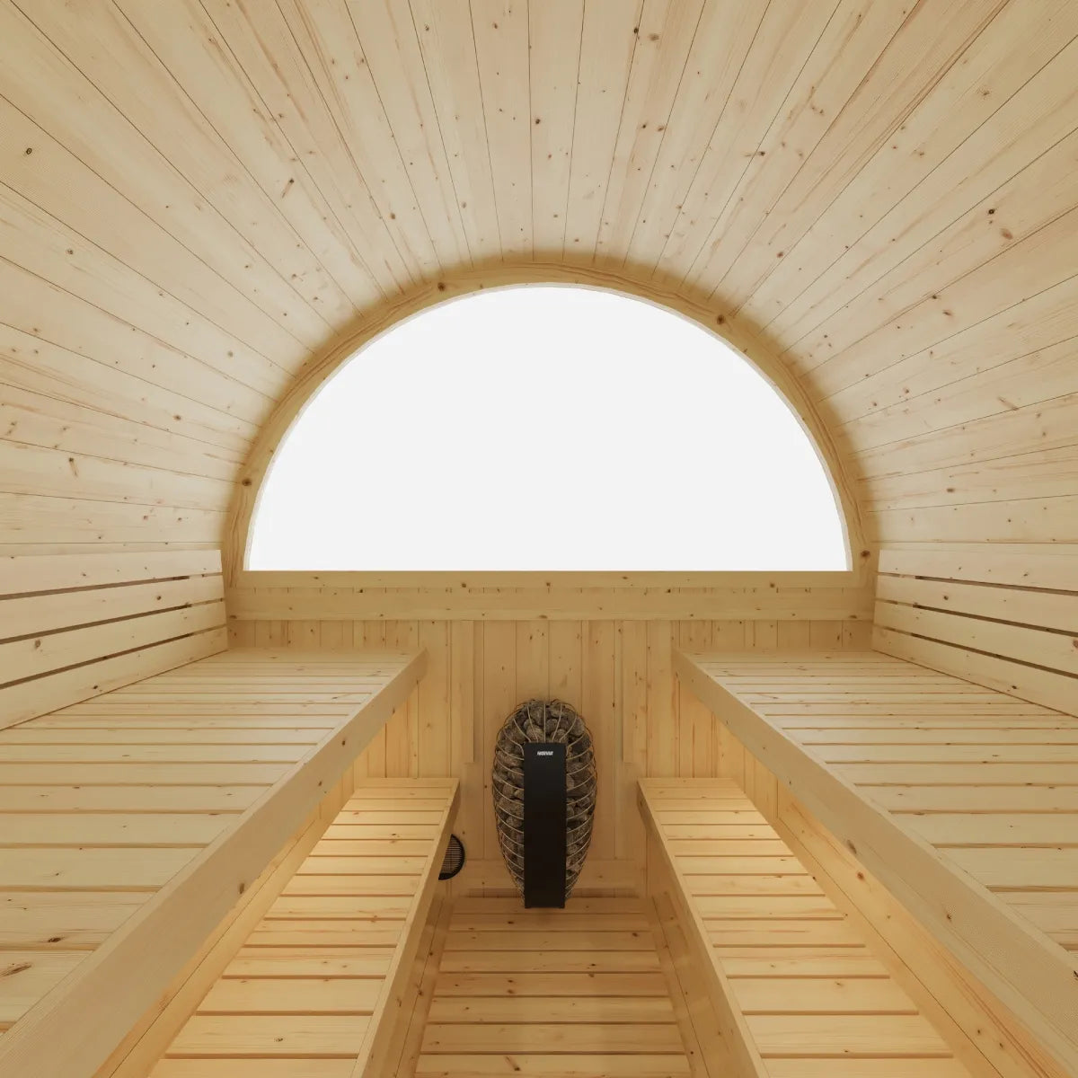Helsinki 4-Person Barrel Sauna with Terrace and WiFi Heater