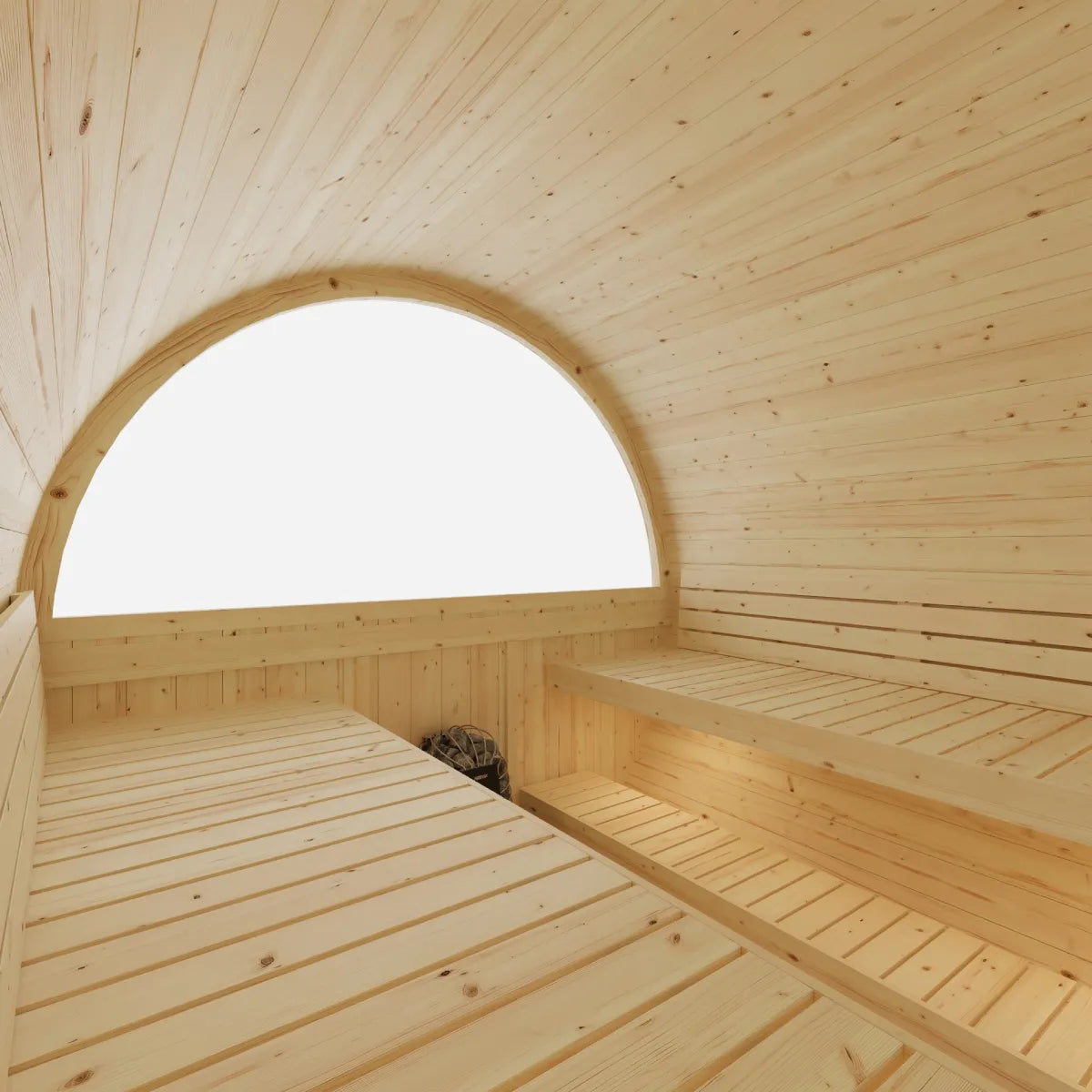 Helsinki 4-Person Barrel Sauna with Terrace and WiFi Heater