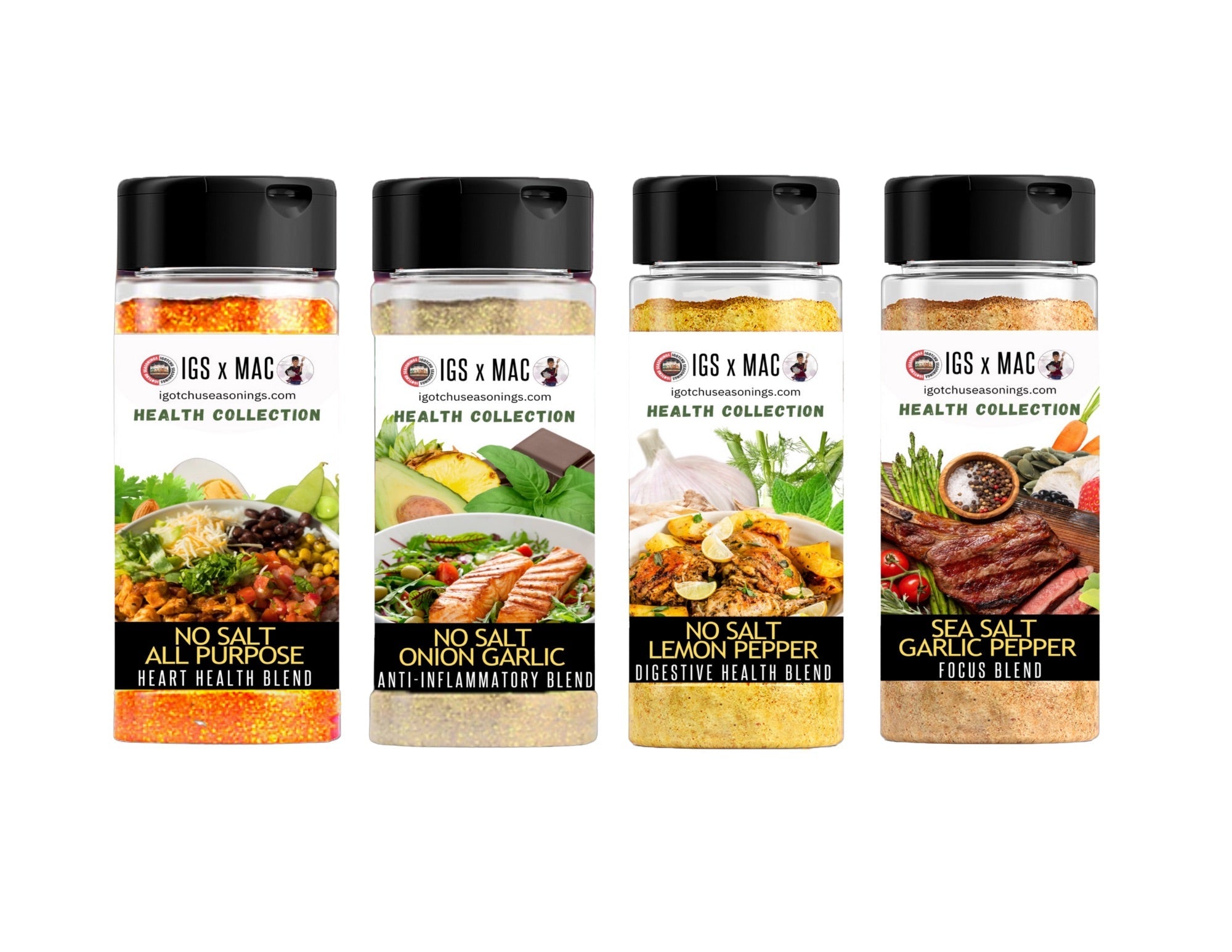 Health-Focused Seasoning Bundle with Heart, Digestive, Turmeric and Focus Blends