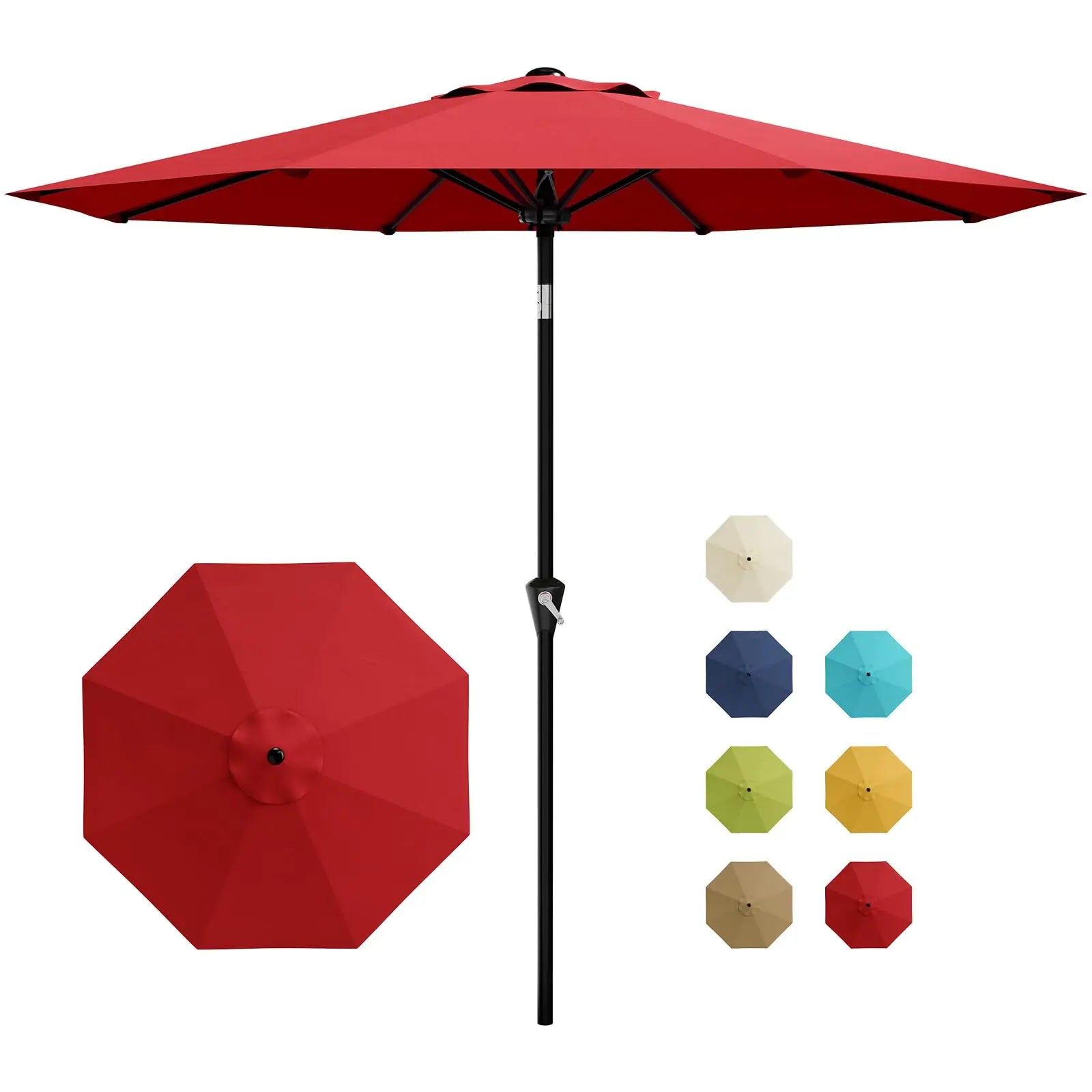 9-Foot Patio Market Umbrella with Crank Lift and Push-Button Tilt