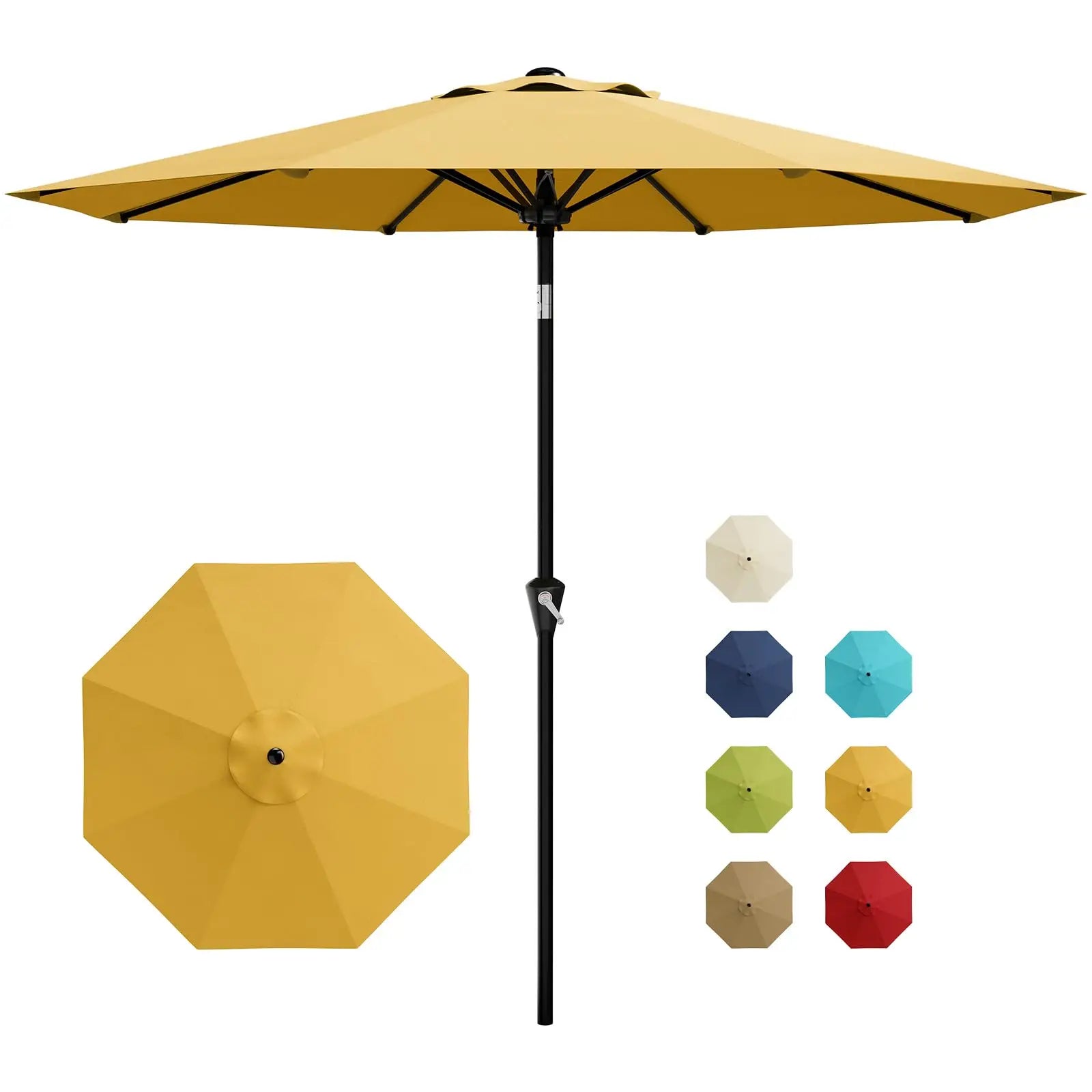 9-Foot Patio Market Umbrella with Crank Lift and Push-Button Tilt