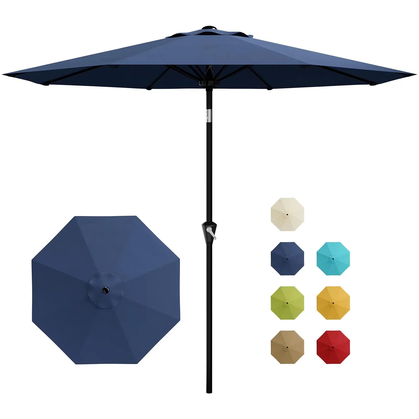 9-Foot Patio Market Umbrella with Crank Lift and Push-Button Tilt