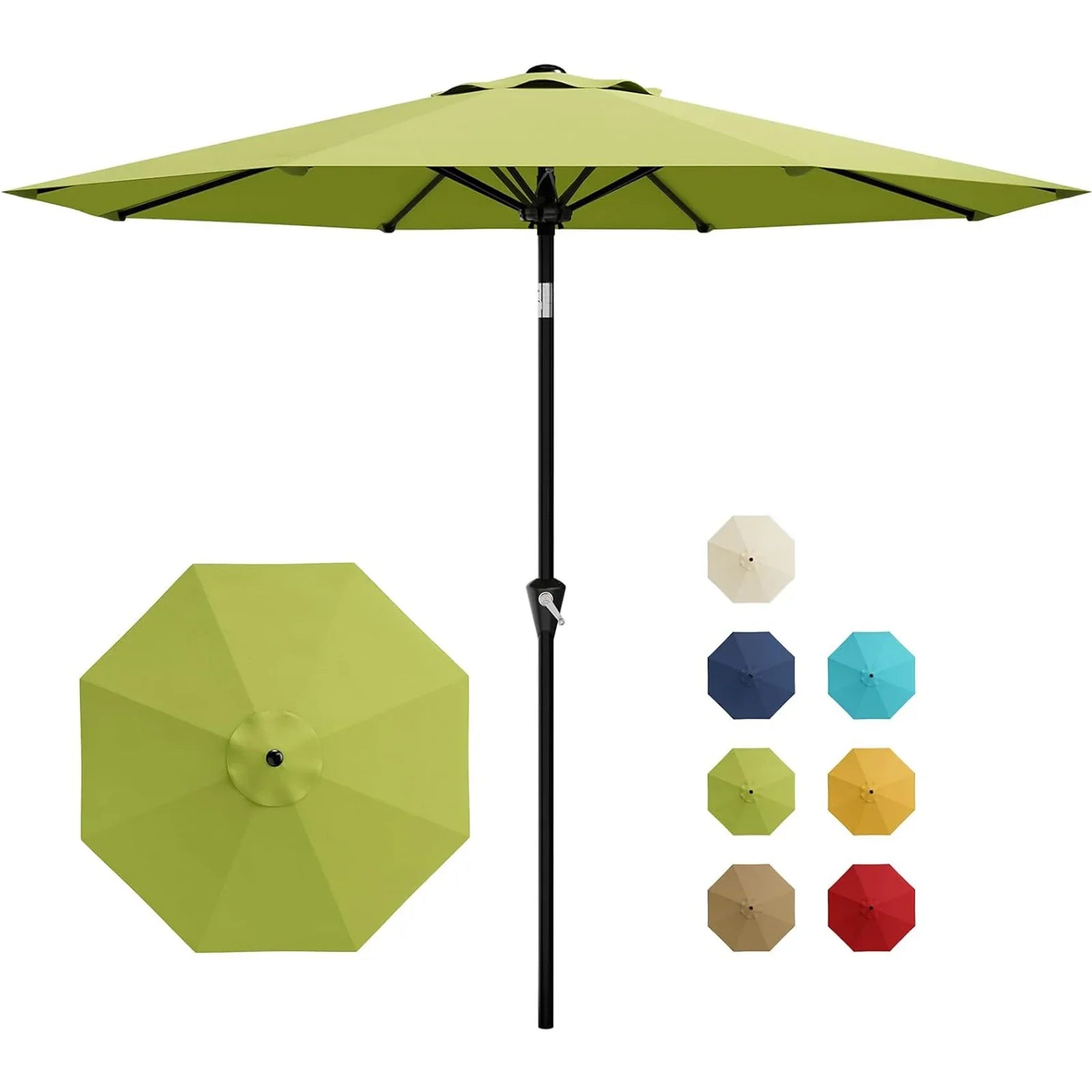 10-Foot Patio Market Umbrella with Crank Lift and Push-Button Tilt