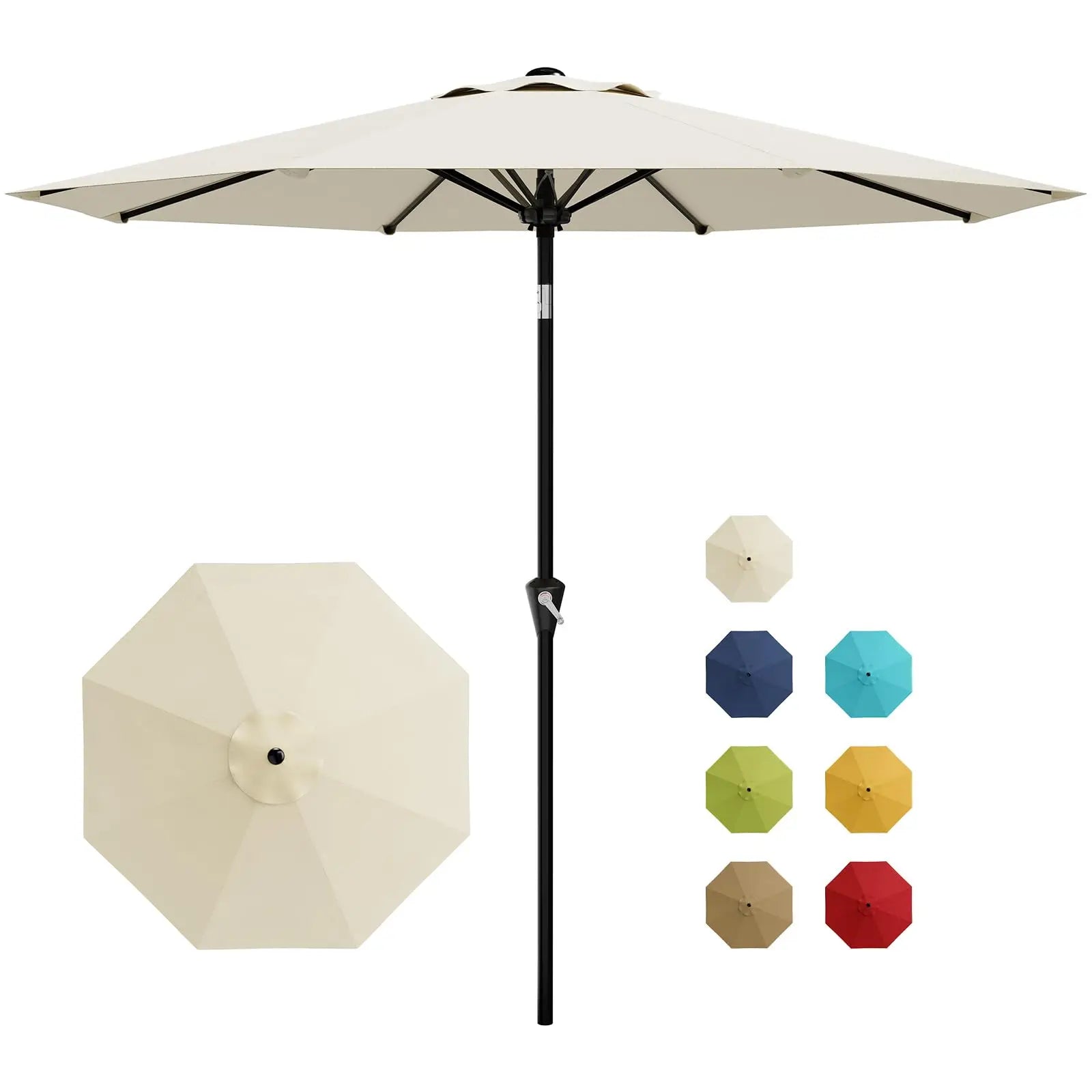 9-Foot Patio Market Umbrella with Crank Lift and Push-Button Tilt