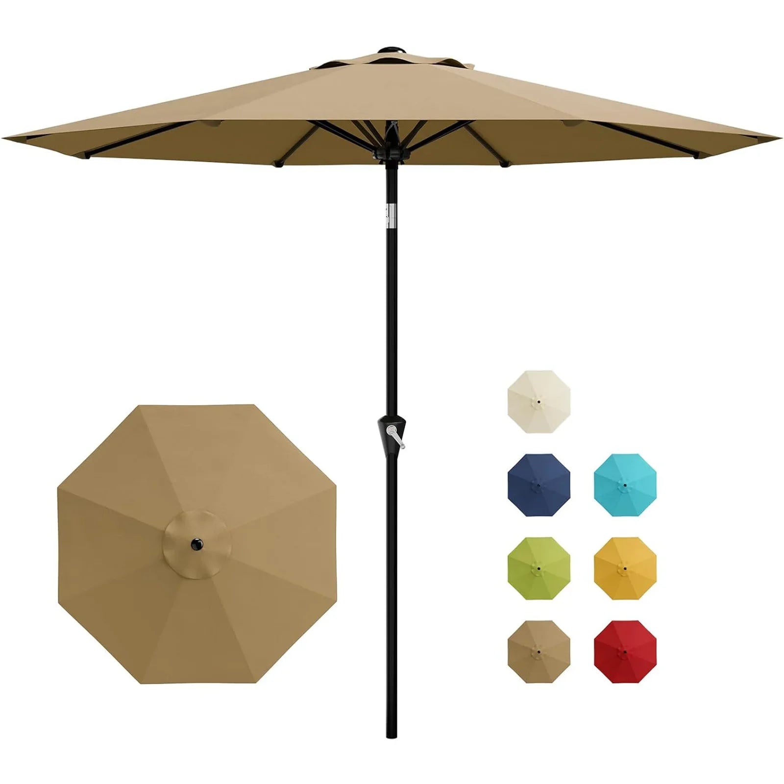 10-Foot Patio Market Umbrella with Crank Lift and Push-Button Tilt