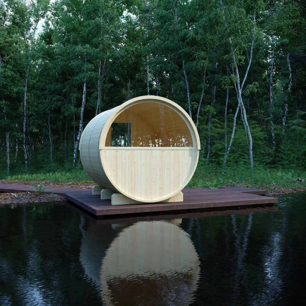 Tampere 4-Person Barrel Sauna with WiFi Heater