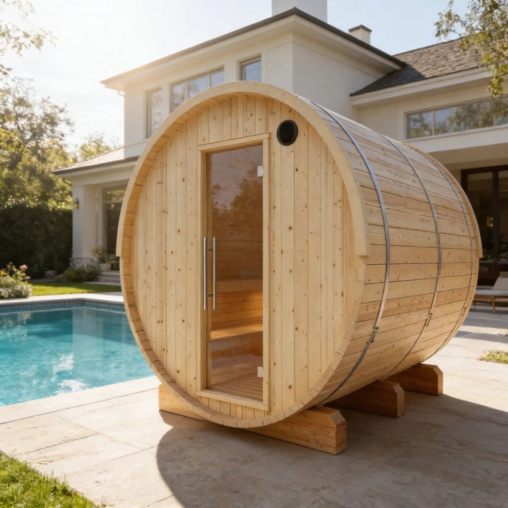 Tampere 4-Person Barrel Sauna with WiFi Heater