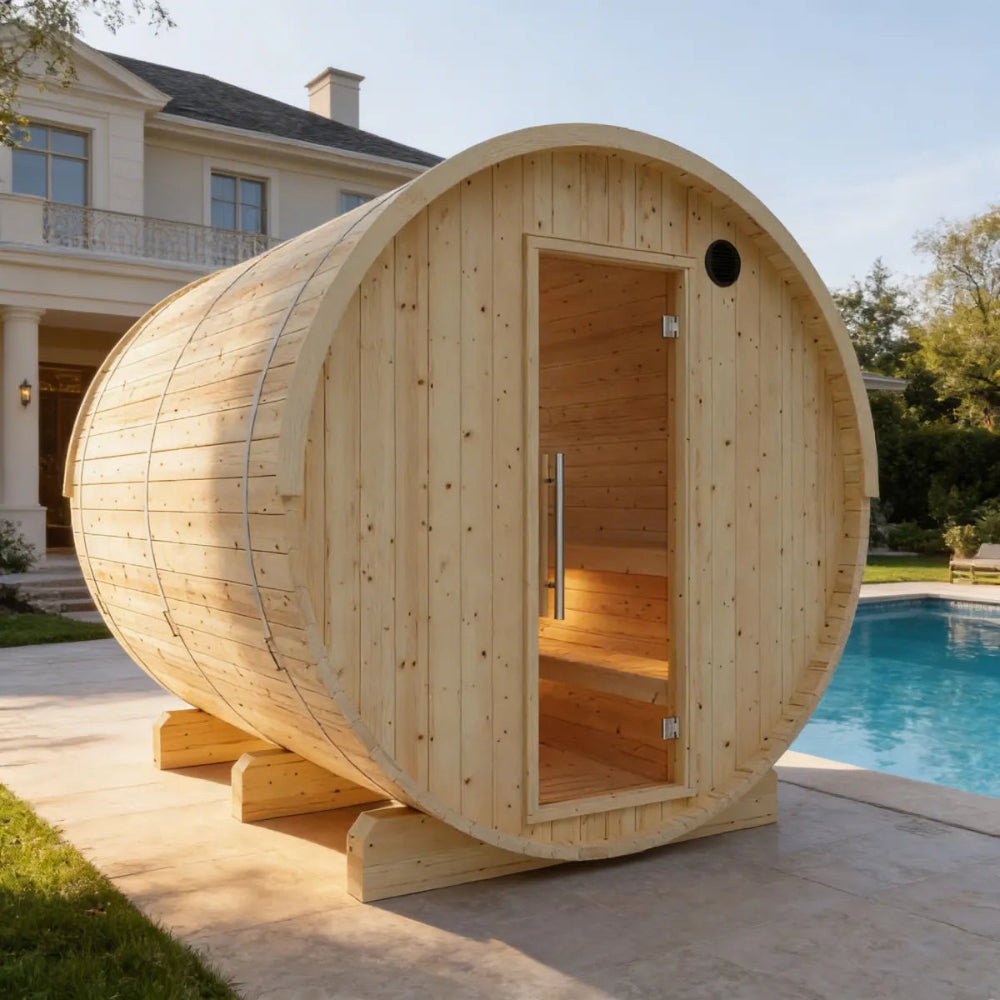 Tampere 4-Person Barrel Sauna with WiFi Heater