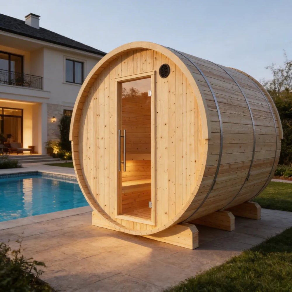 Vassa 6-Person Barrel Sauna with Wi-Fi Heater