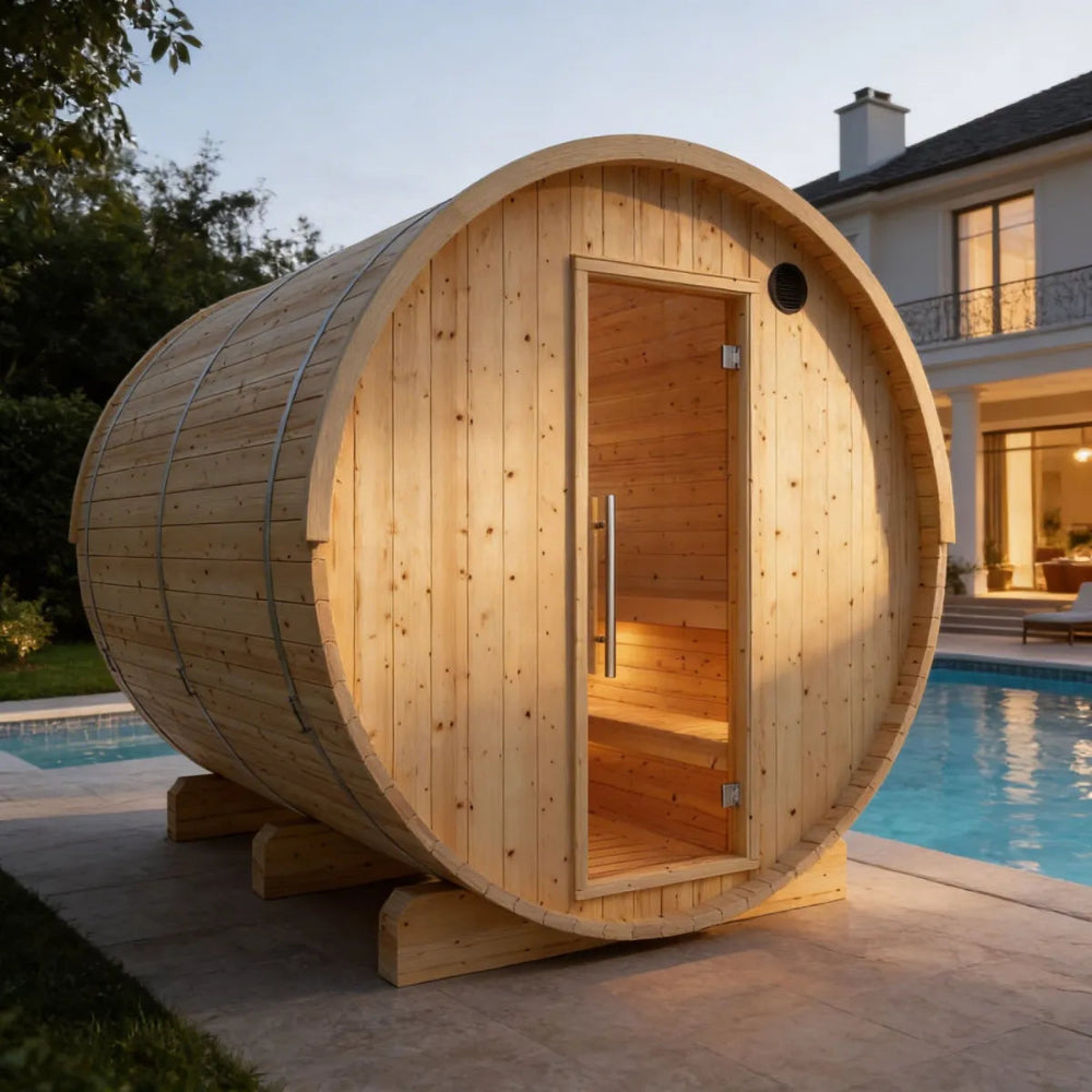 Vassa 6-Person Barrel Sauna with Wi-Fi Heater