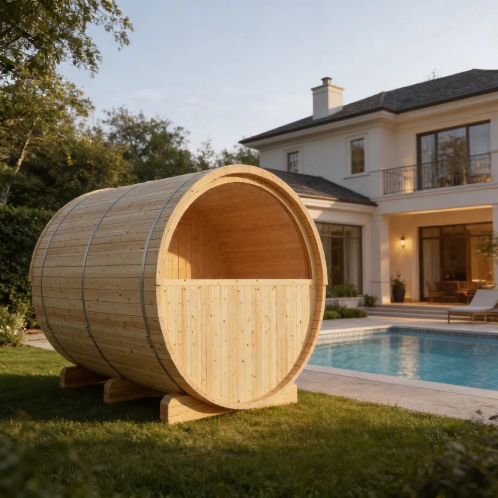 Vassa 6-Person Barrel Sauna with Wi-Fi Heater