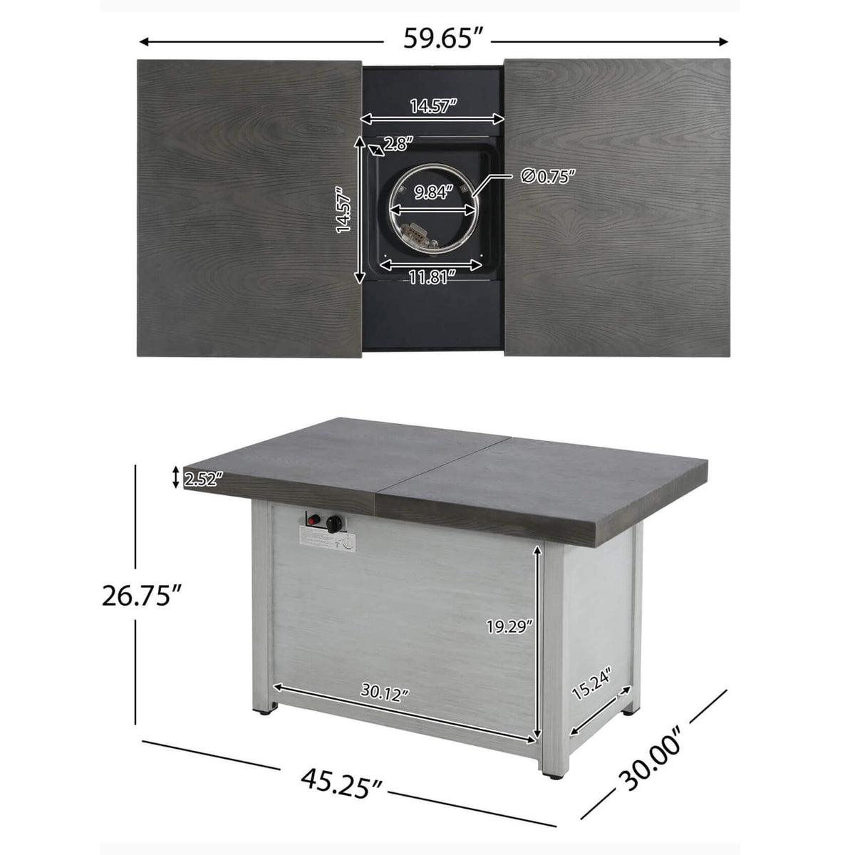 Premium 50K BTU Rectangle Outdoor Aluminum Fire Pit Table
