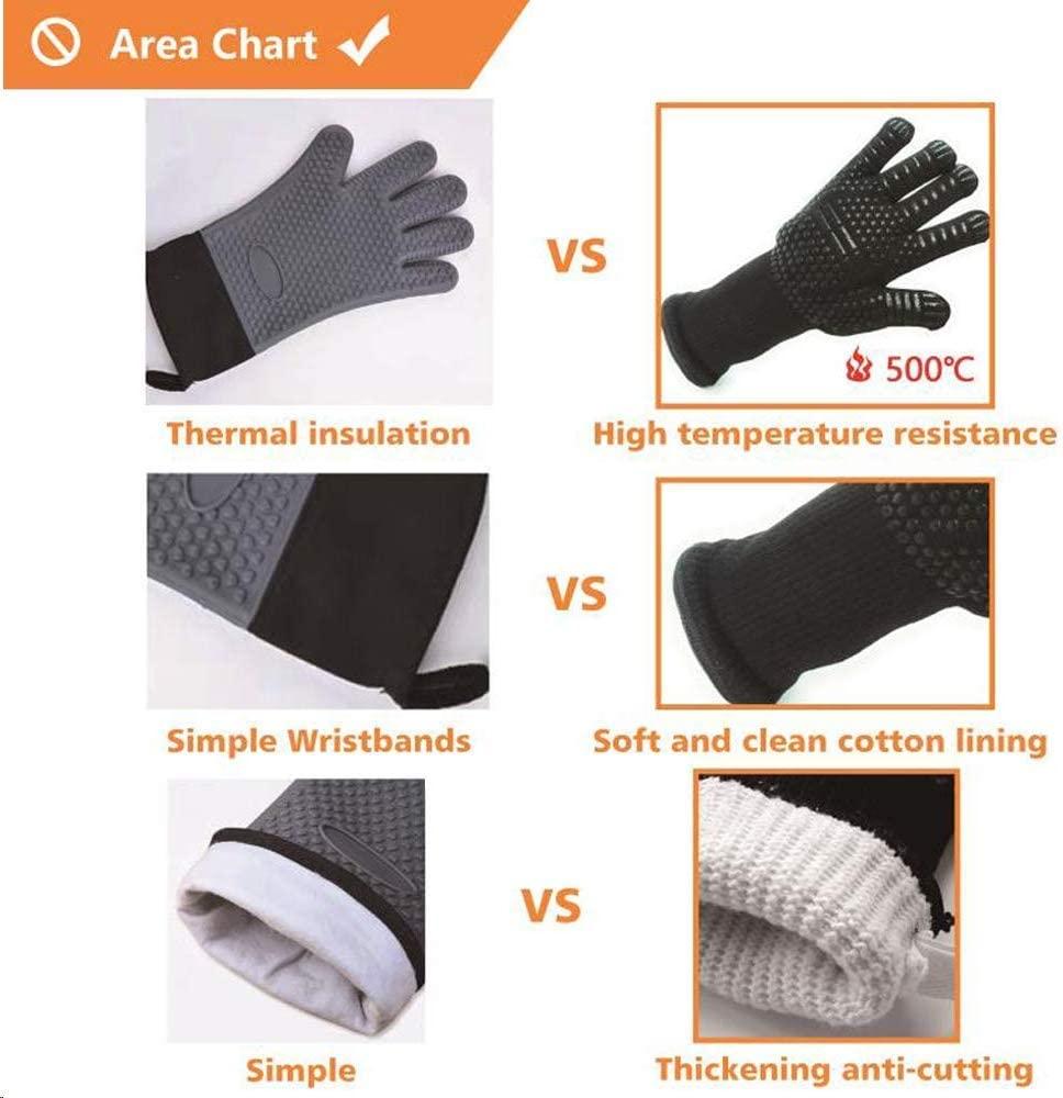 Heat-Resistant BBQ Grill Gloves with Non-Slip Silicone Grip and Long Cuffs