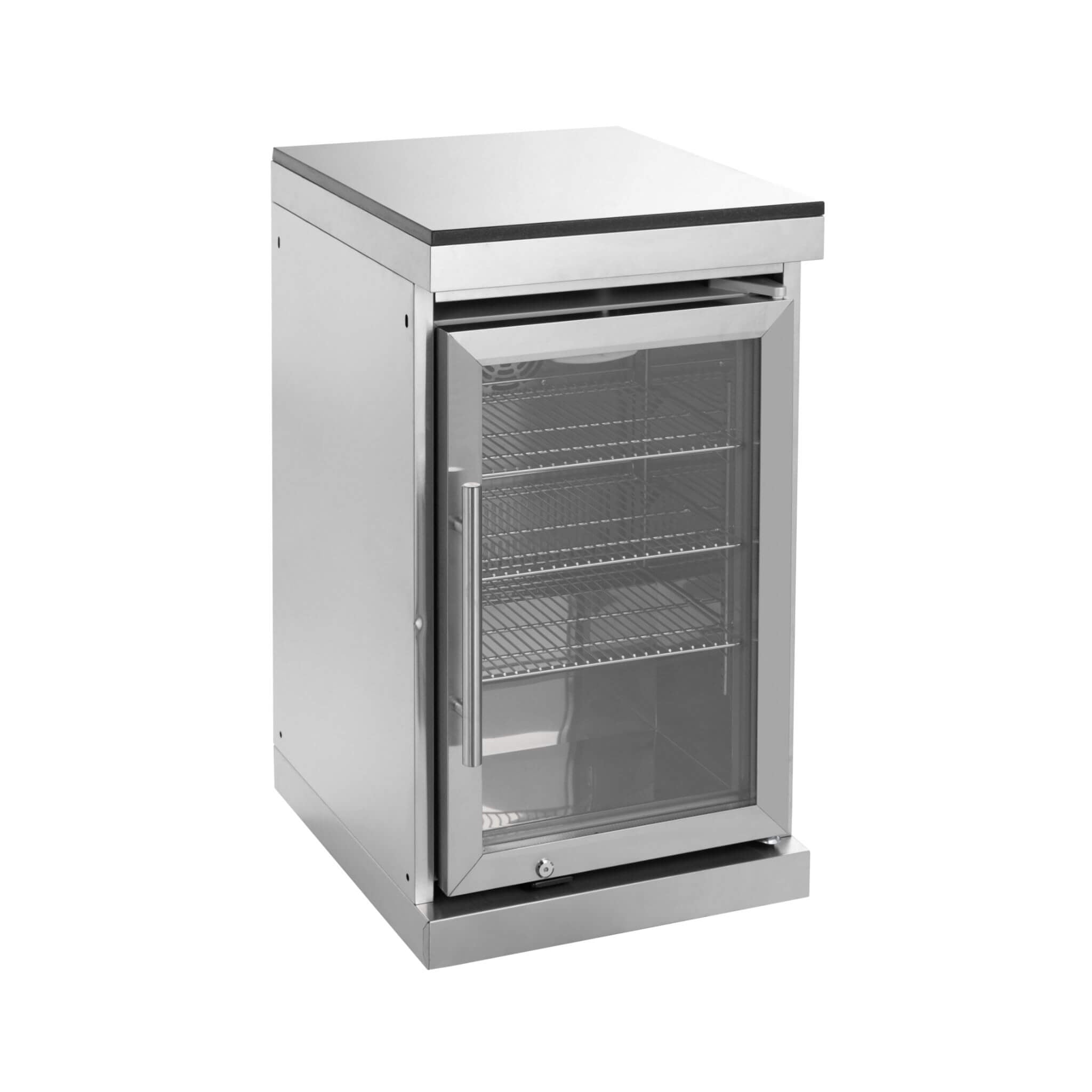 Castelle Flame 96-Inch 6-Burner Outdoor Kitchen with Refrigerator, 85,000 BTU