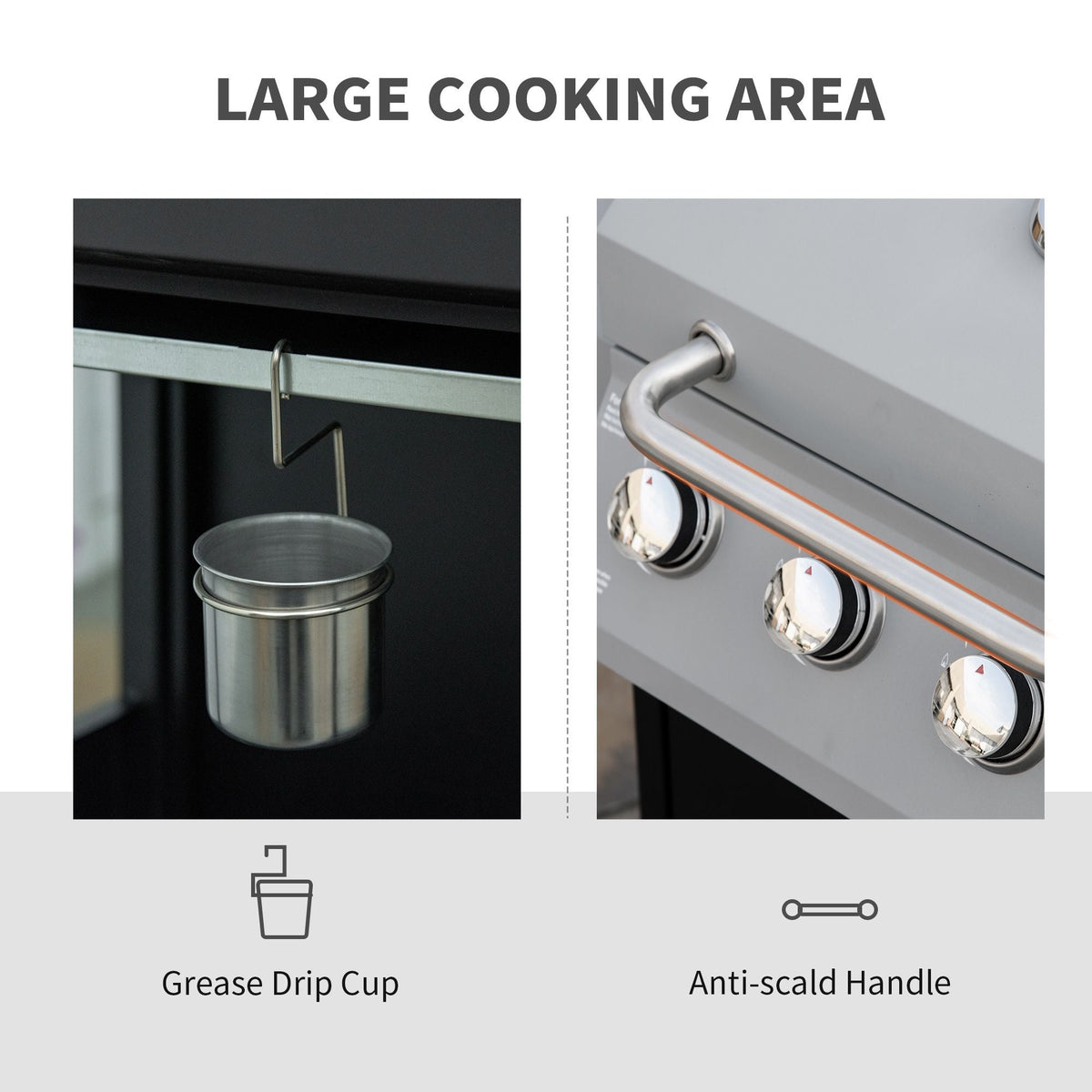 4-Burner Gas BBQ Grill with Side Burner & Storage Cabinet