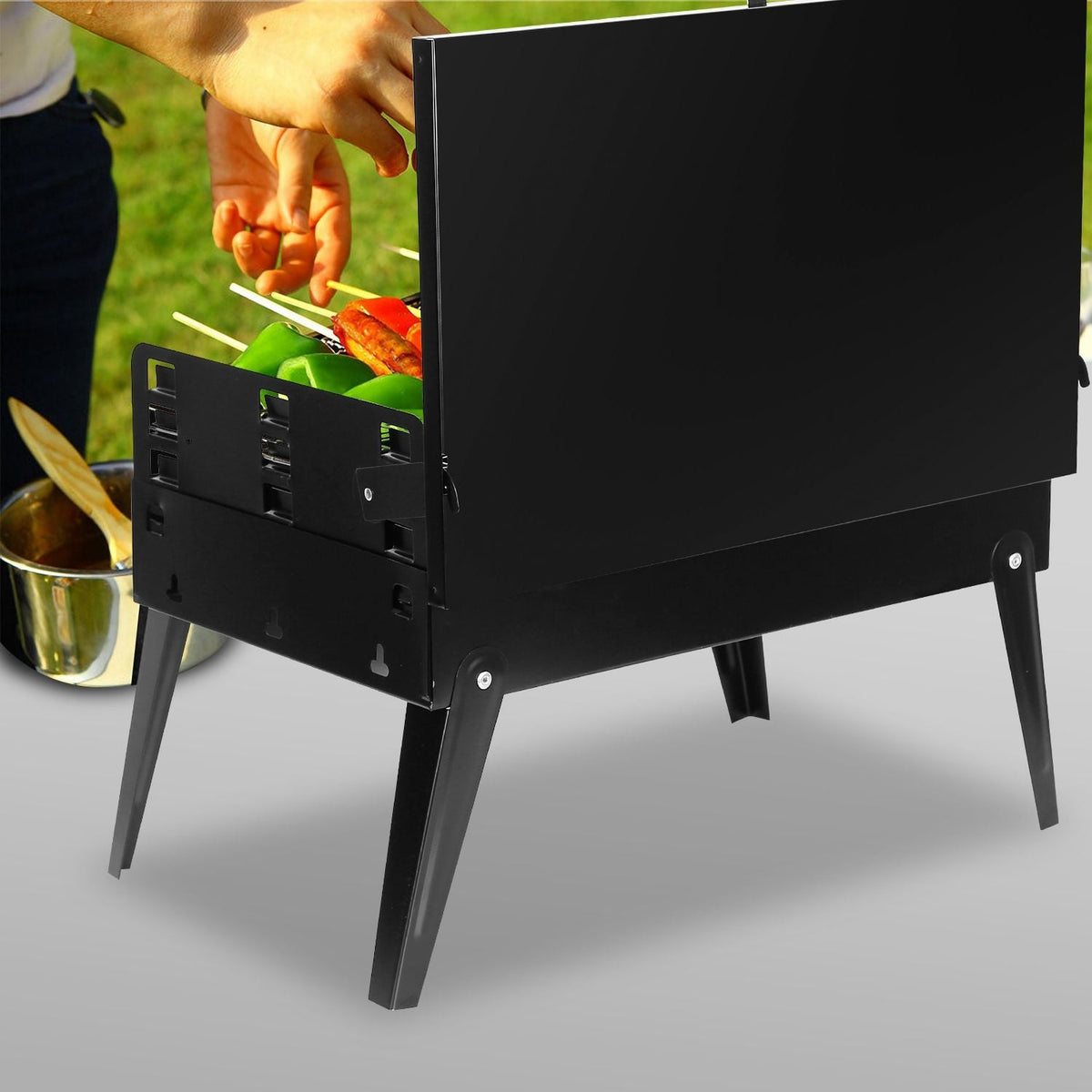Portable Folding Charcoal BBQ Grill with 3 Adjustable Heights
