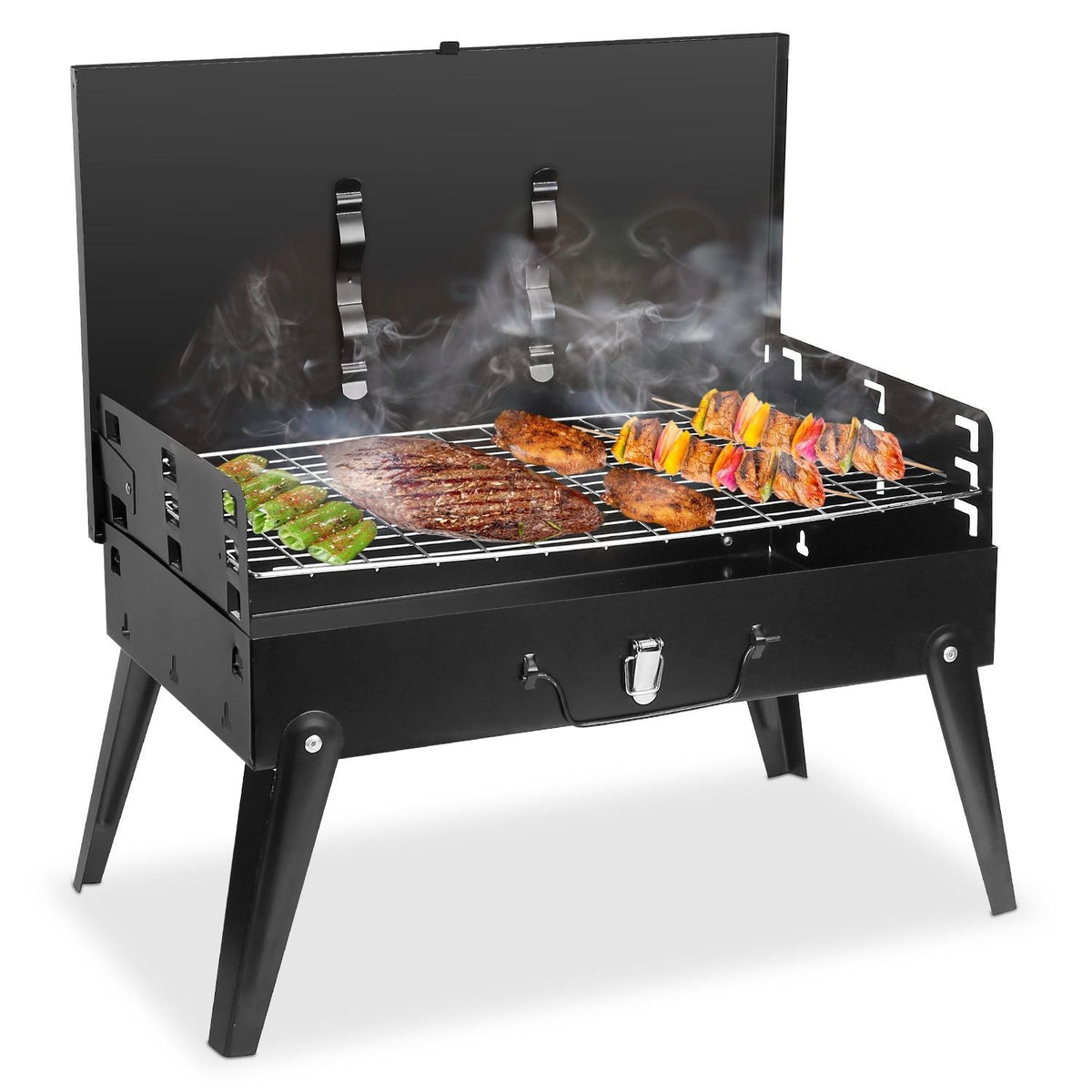 Portable Folding Charcoal BBQ Grill with 3 Adjustable Heights