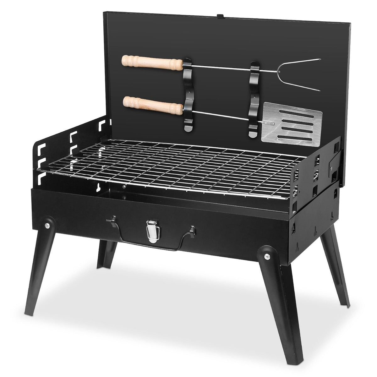 Portable Folding Charcoal BBQ Grill with 3 Adjustable Heights