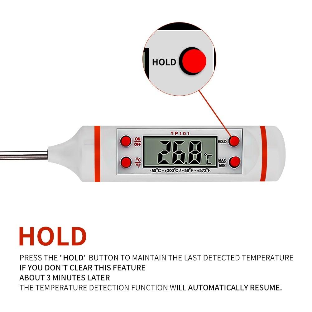 Digital Instant-Read Meat Thermometer with 5.3-Inch Probe and Backlit Display