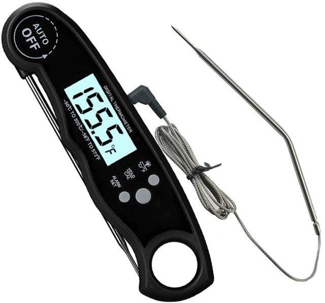 Dual-Probe Digital Meat Thermometer with Oven-Safe Alarm and Backlit Display