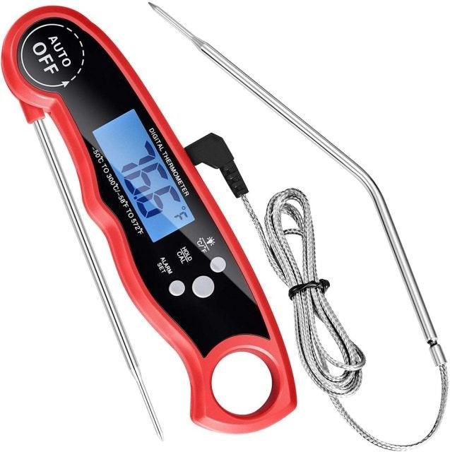 Dual-Probe Digital Meat Thermometer with Oven-Safe Alarm and Backlit Display