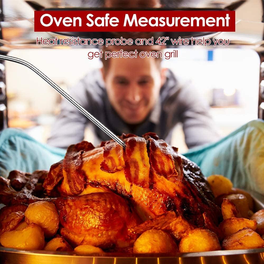 Dual-Probe Digital Meat Thermometer with Oven-Safe Alarm and Backlit Display