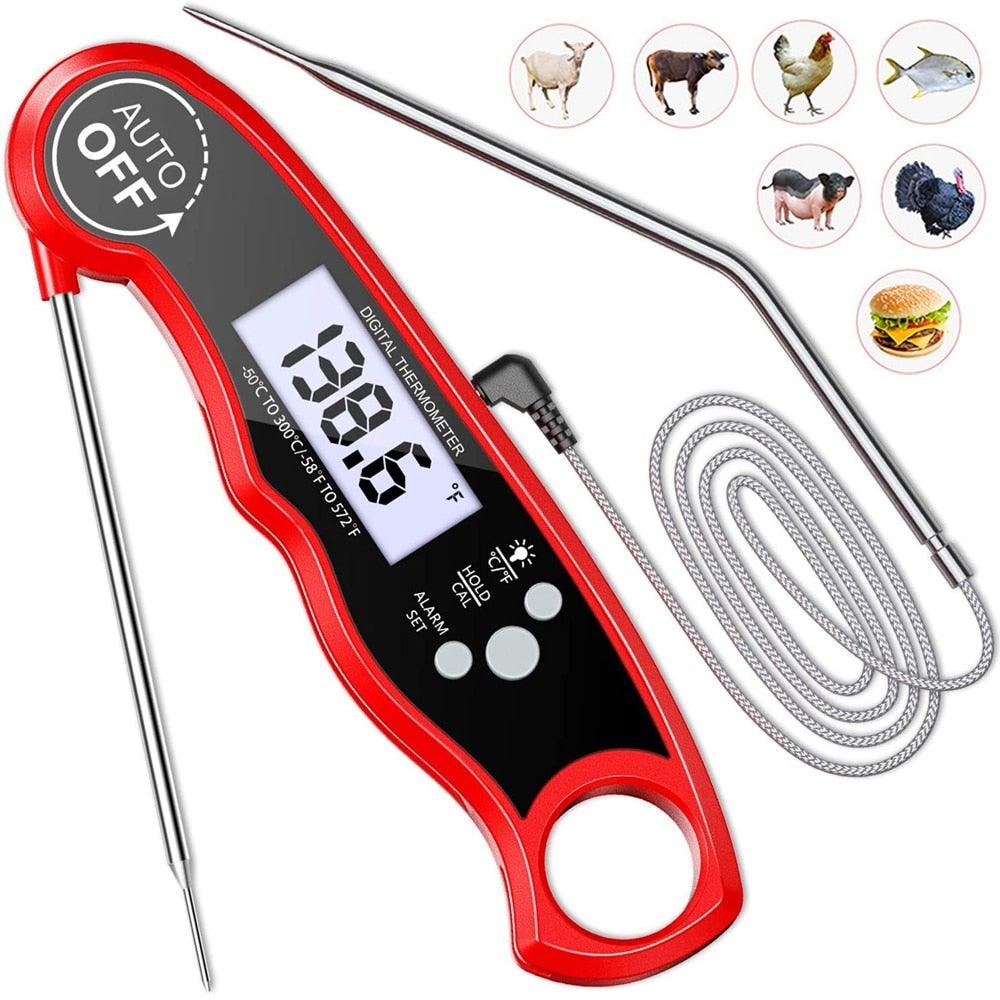 Dual-Probe Digital Meat Thermometer with Oven-Safe Alarm and Backlit Display
