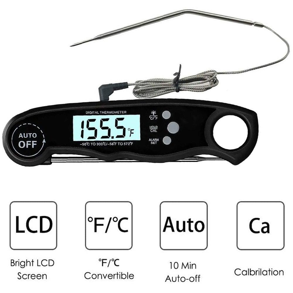 Dual-Probe Digital Meat Thermometer with Oven-Safe Alarm and Backlit Display