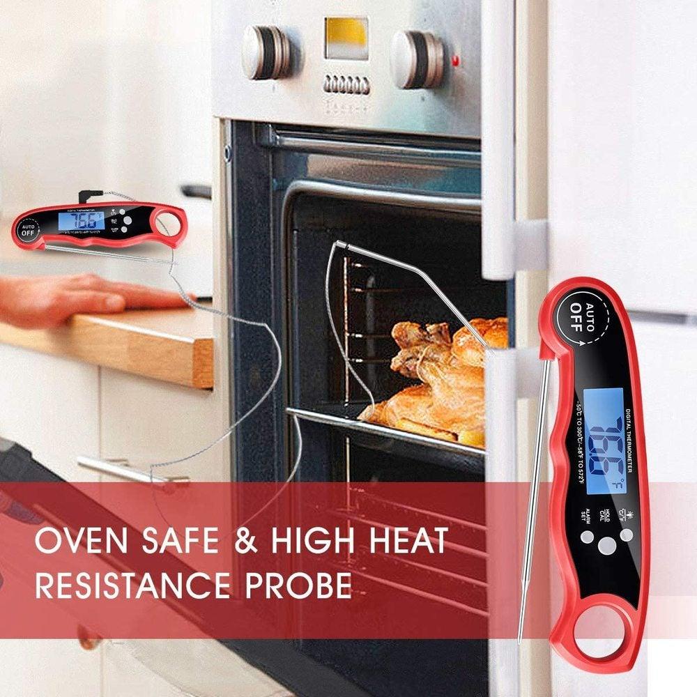 Dual-Probe Digital Meat Thermometer with Oven-Safe Alarm and Backlit Display