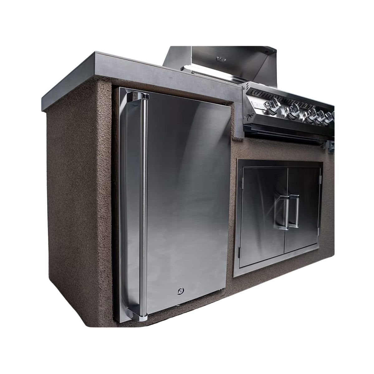 KoKoMo Grills 7FT Straight BBQ Island With Built-In BBQ And Refrigerator