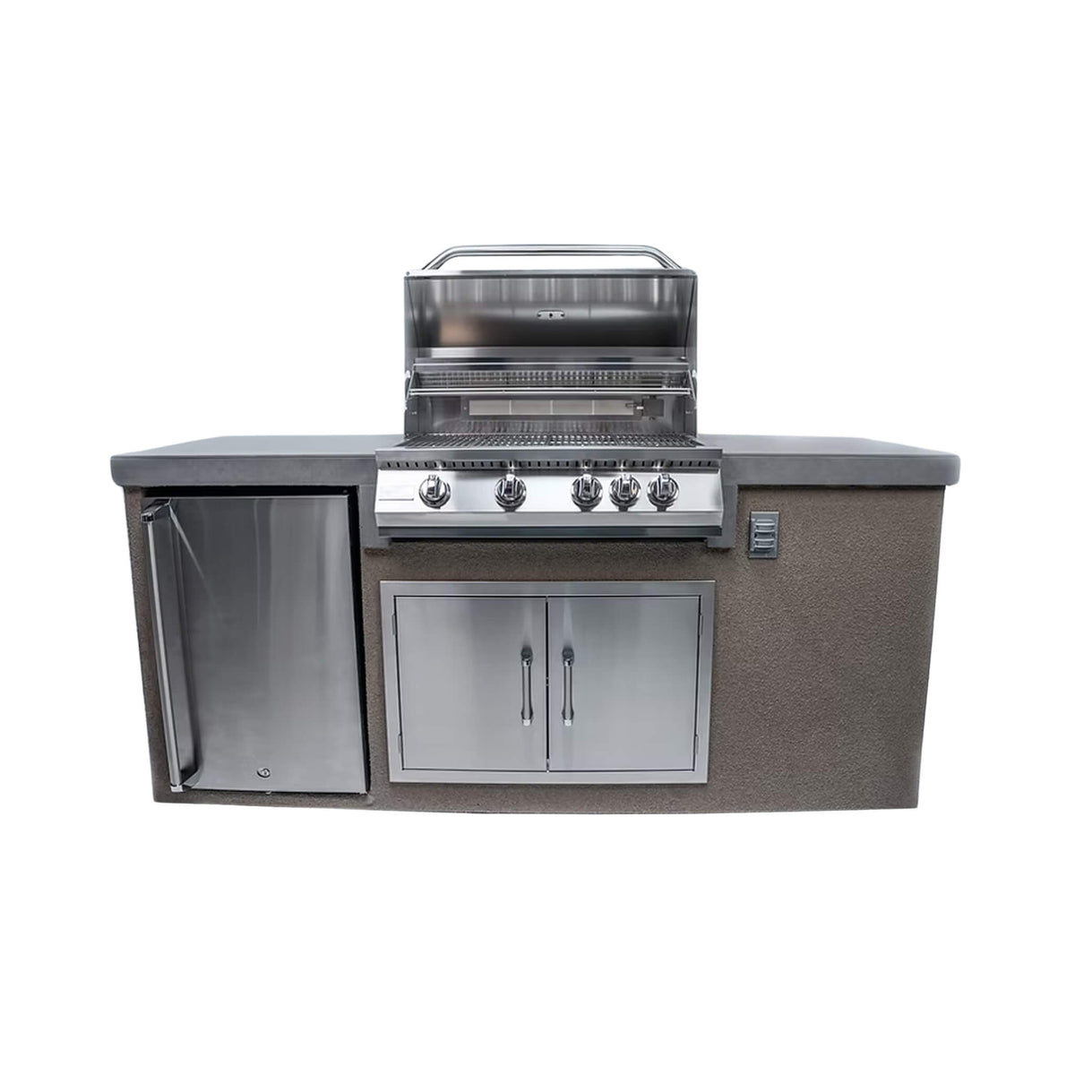 KoKoMo Grills 7FT Straight BBQ Island With Built-In BBQ And Refrigerator