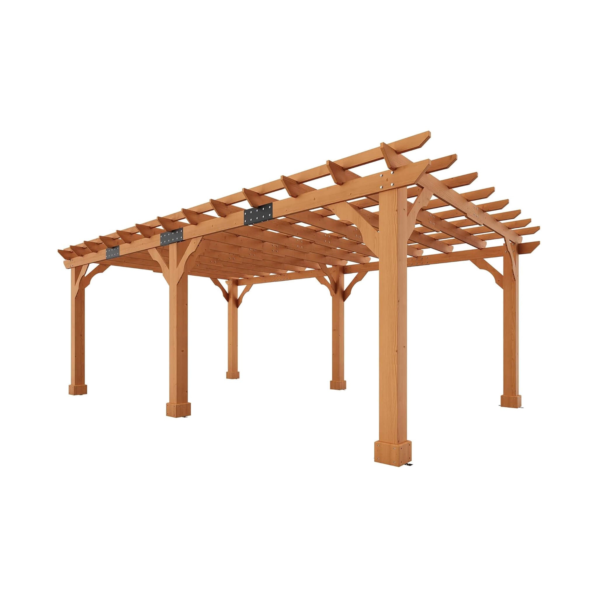 Large Outdoor Cedar Wood Pergola Kit with Open Slatted Roof