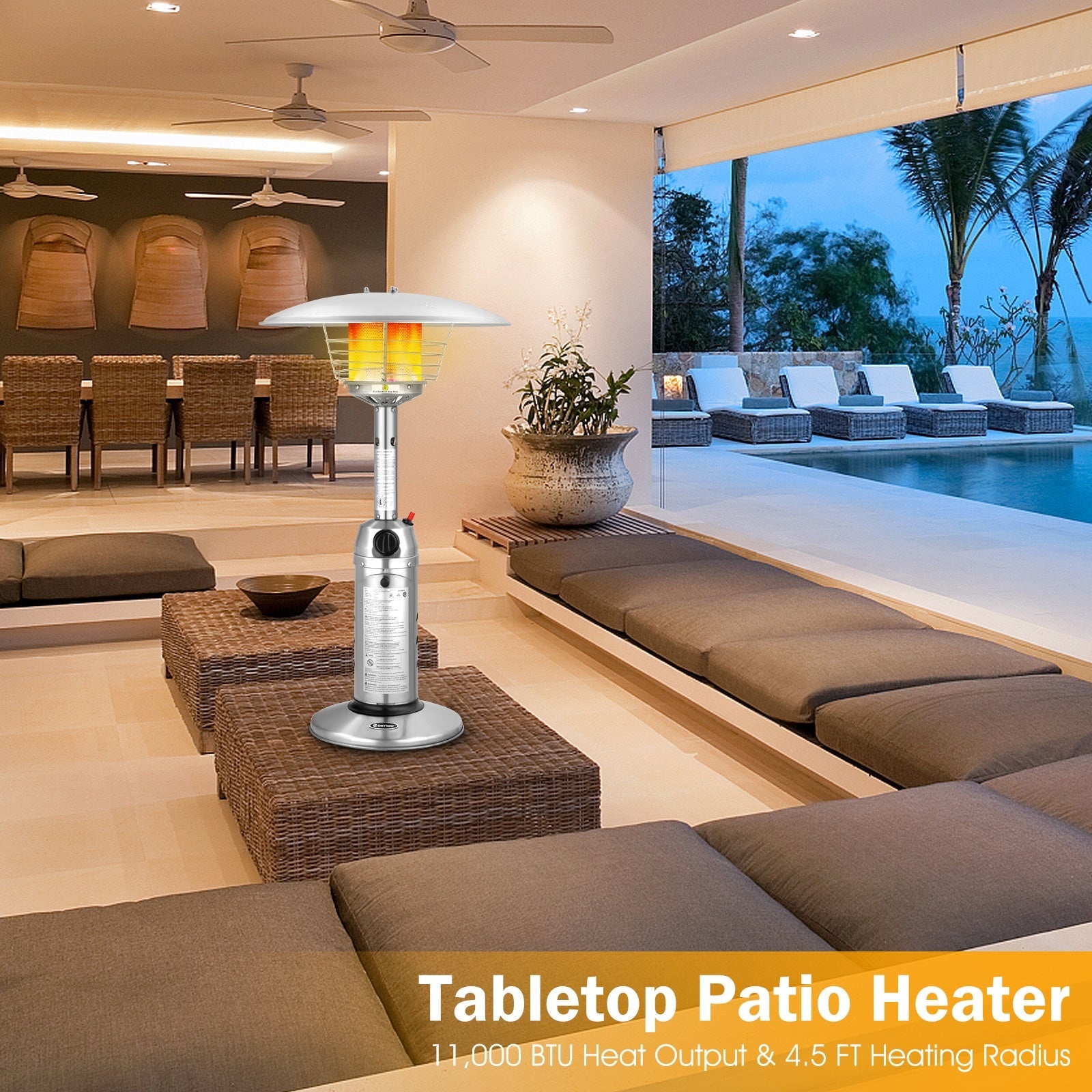 11,000 BTU Portable Tabletop Propane Patio Heater