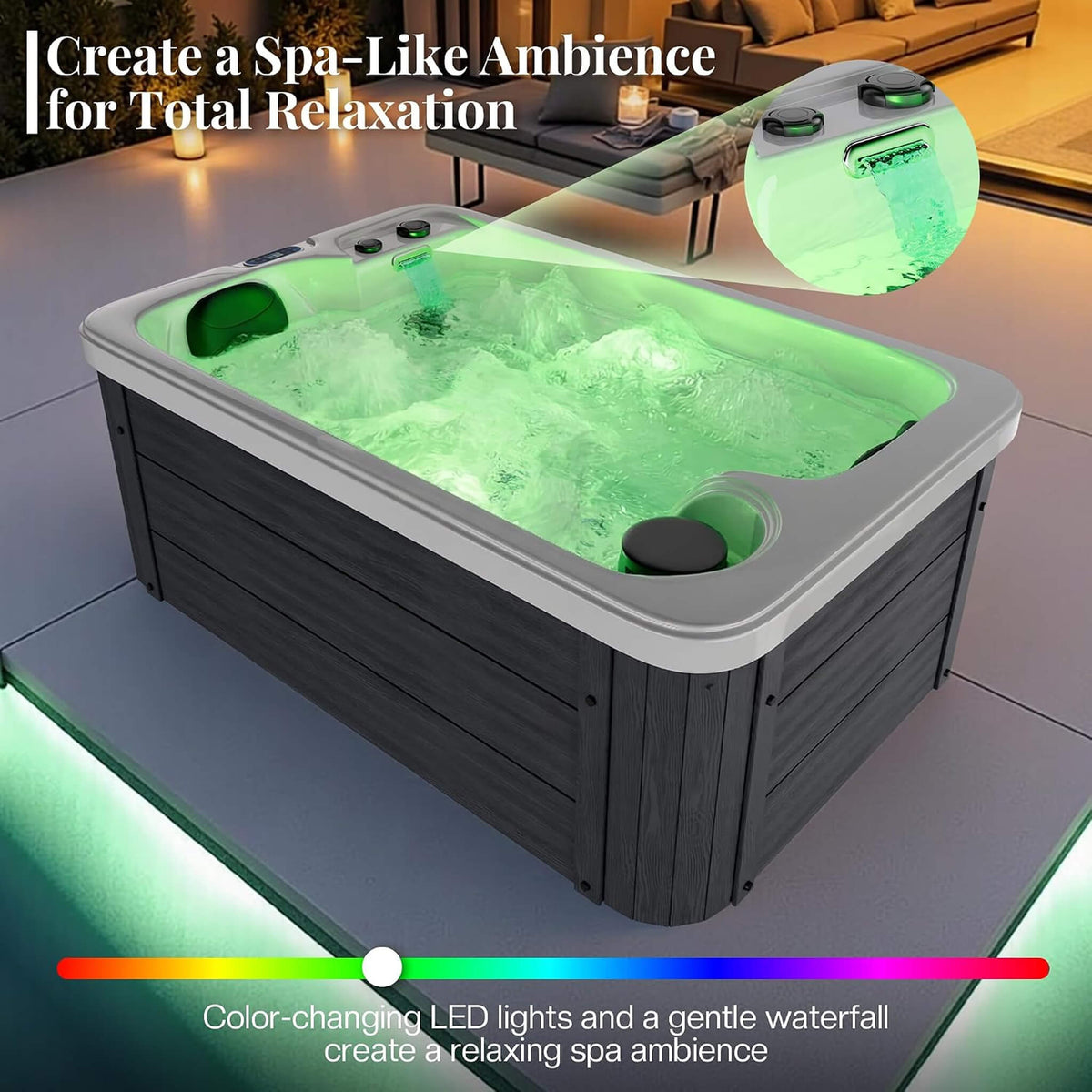 Premium 2-Person Outdoor Hot Tub W/ 15 Stainless Steel Jets