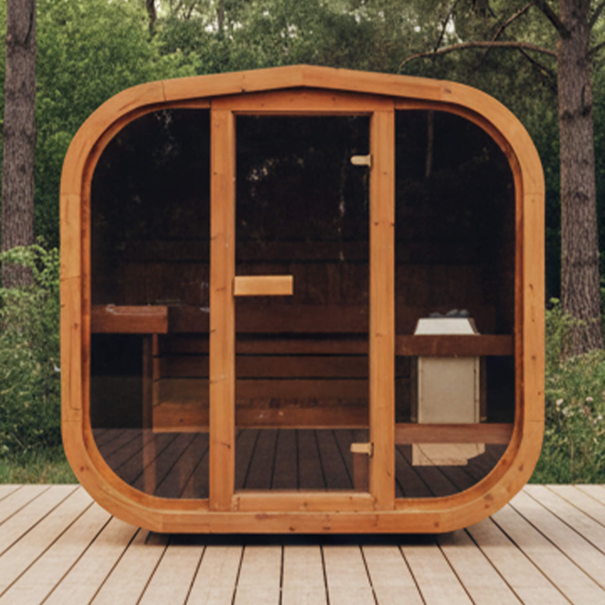 Premium 3-Person Outdoor Scandinavian ThermoWood® Cube Sauna Kit