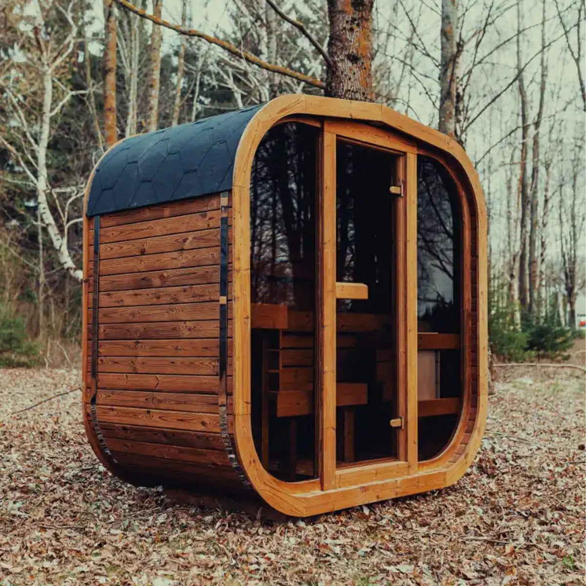 Premium 3-Person Outdoor Scandinavian ThermoWood® Cube Sauna Kit