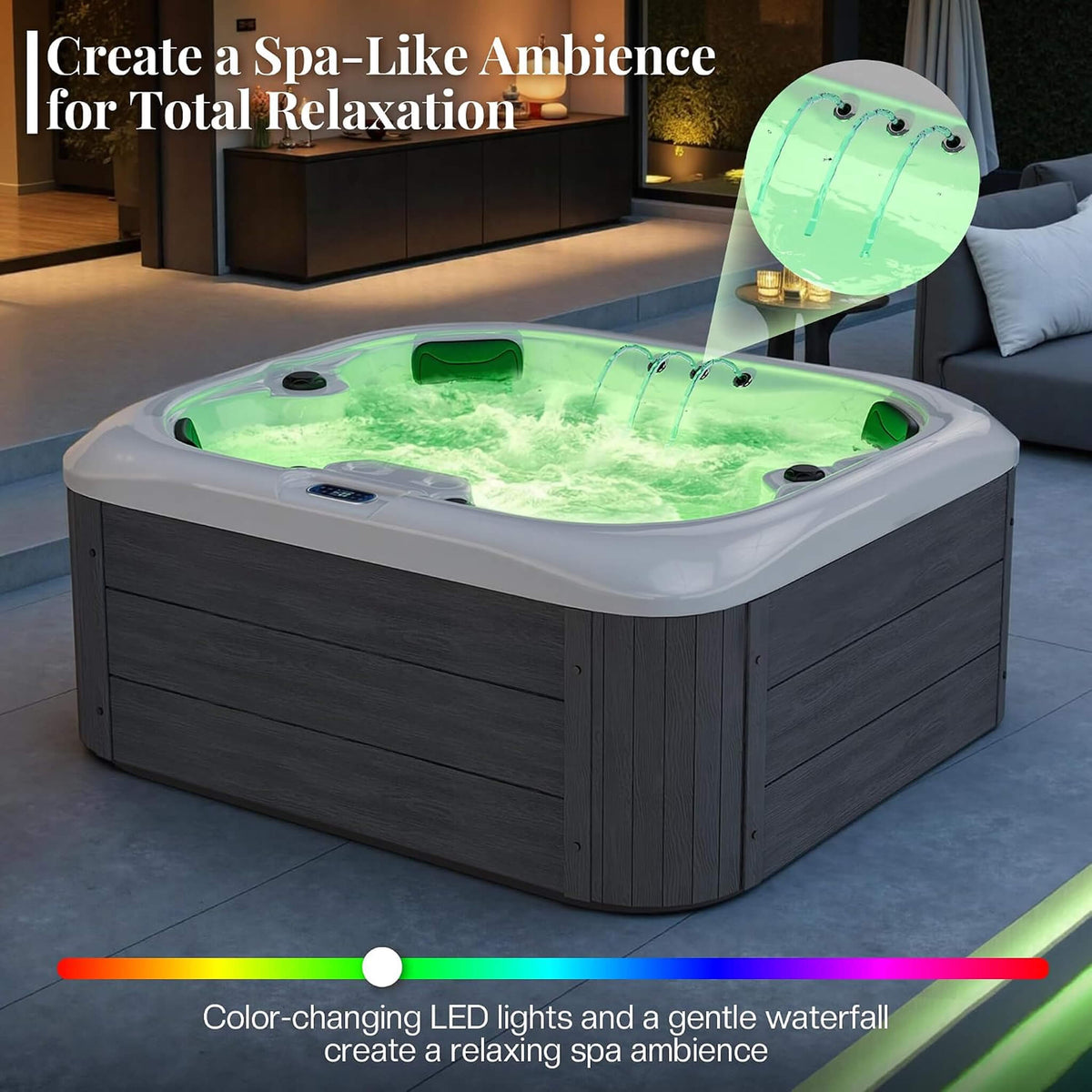 Premium 4-Person Outdoor Hot Tub W/ 23 Stainless Steel Jets