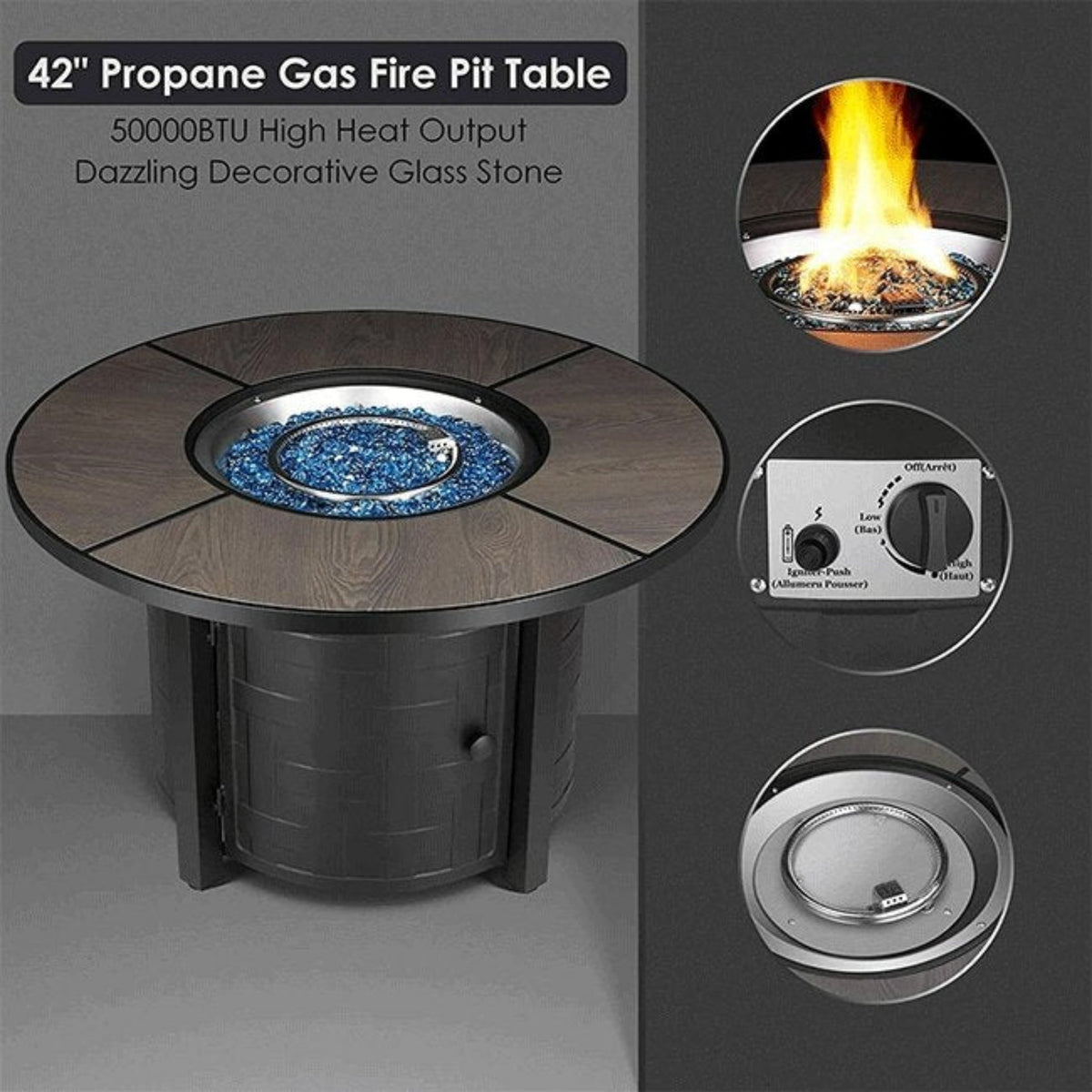42-Inch Propane Fire Pit Table