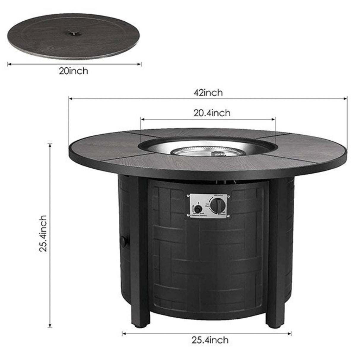 42-Inch Propane Fire Pit Table
