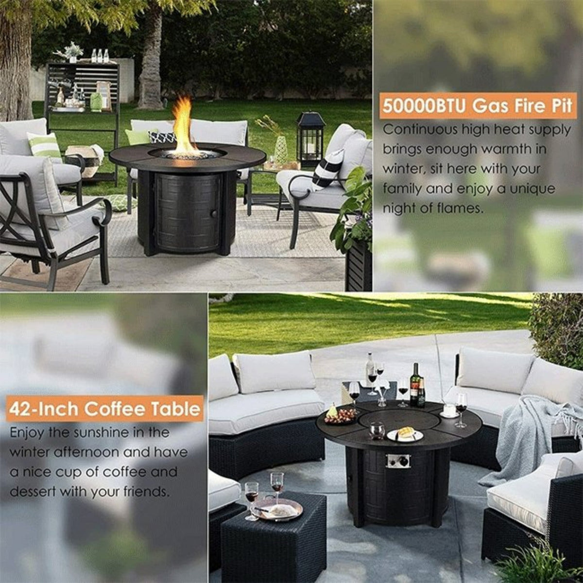42-Inch Propane Fire Pit Table